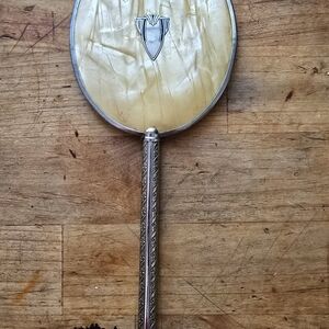 Vintage Hand Mirror with Cream Handle